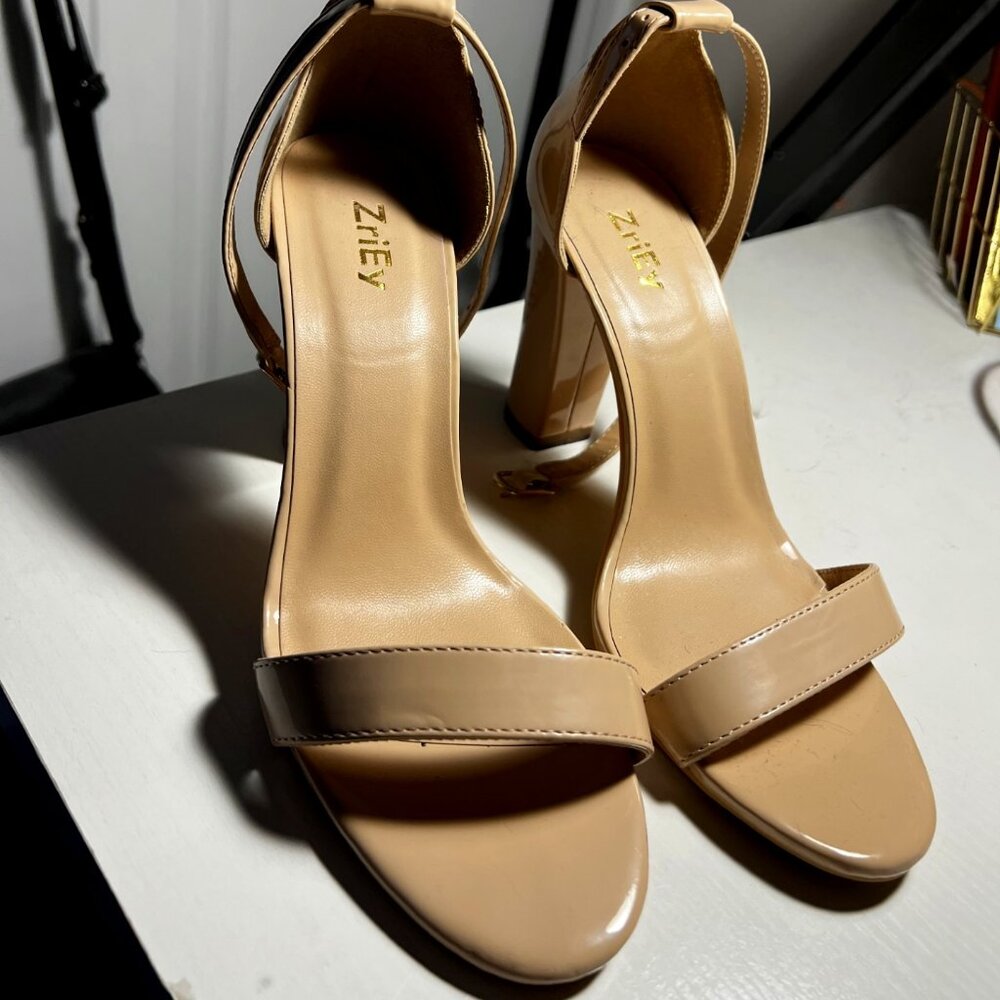 Women's Chunky High Heels 4 Inches Block High Heels Open Toe Ankle Strap Sandals